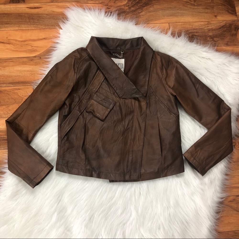 BB Dakota Washed Leather Asymmetrical Moto Jacket